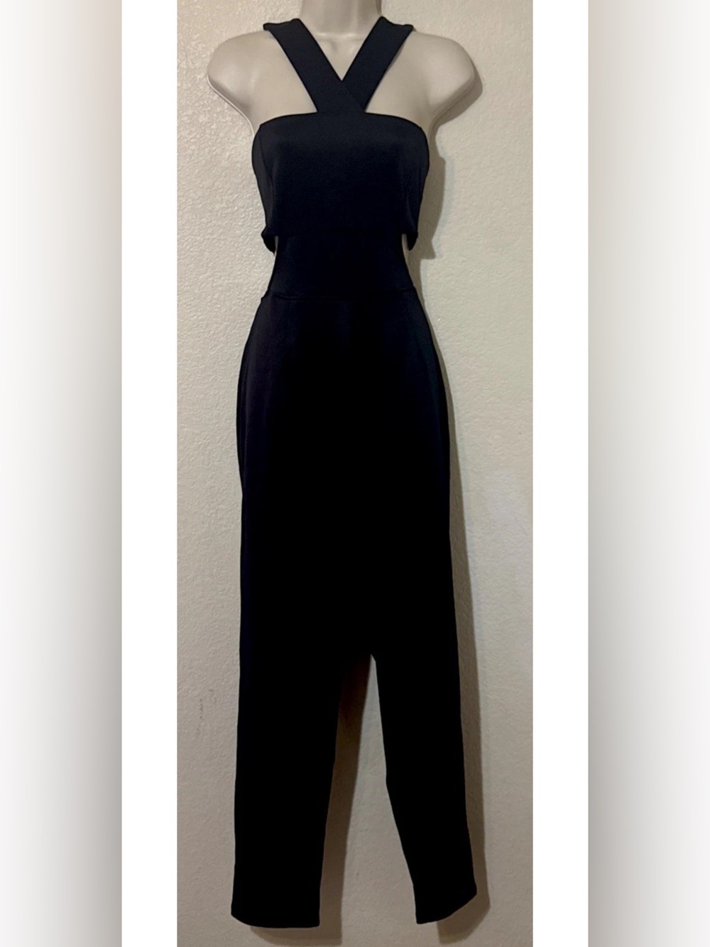 Black Crisscross Women’s Jumpsuit Cutout Waist- Sleeveless  Size Large